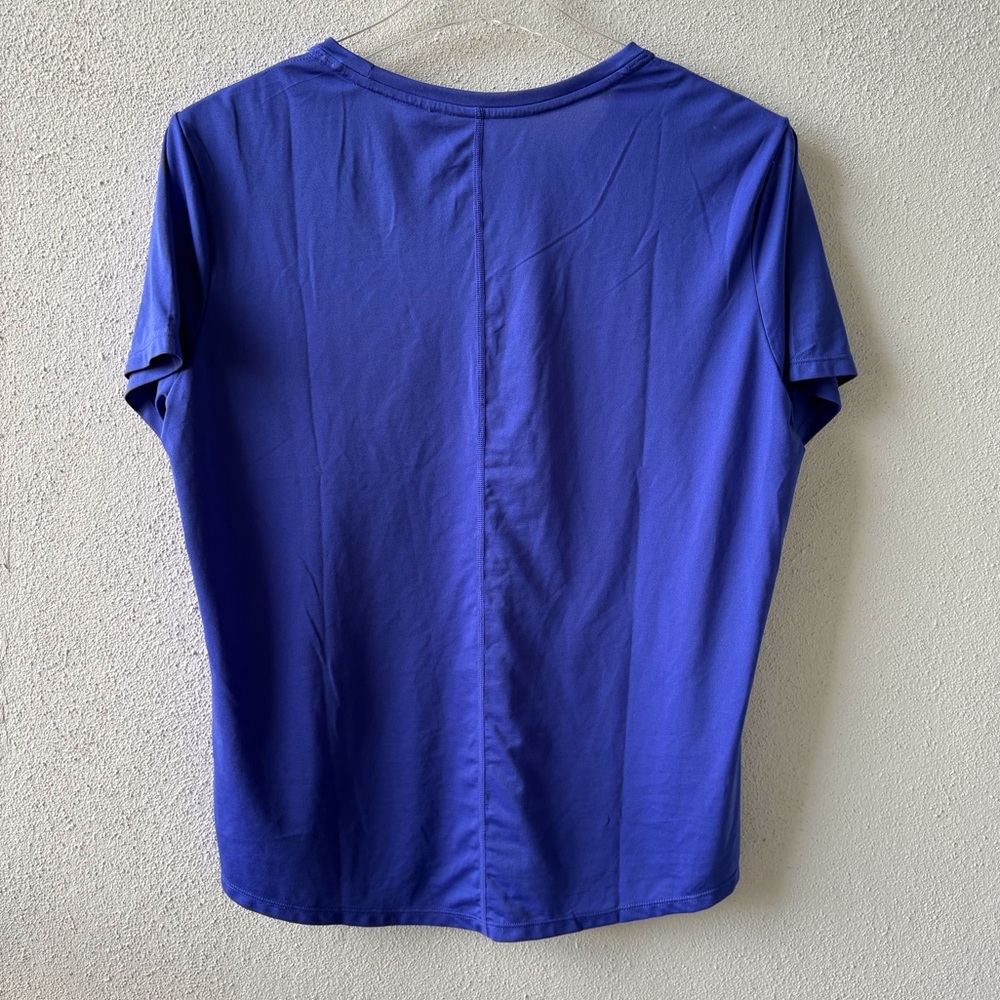 Nike Dri Fit Short Sleeve Round Neck Blue Shirt Women Large Activewear Workout - Picture 3 of 11